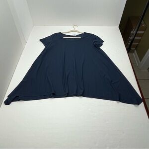 Bryn Walker Women SZ Small Navy Blue Short Sleeve Top Tunic Trapeze Dress‎ *FLAW
